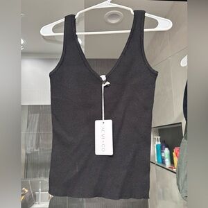 AEINI+CO Black Ribbed Tank Top